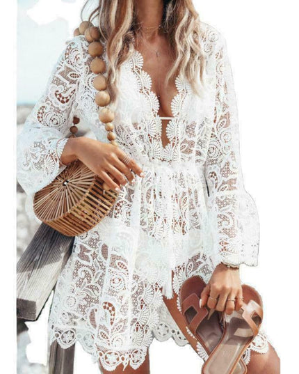 Boho Lace Beach Cover Up Maxi Bikini Sundress