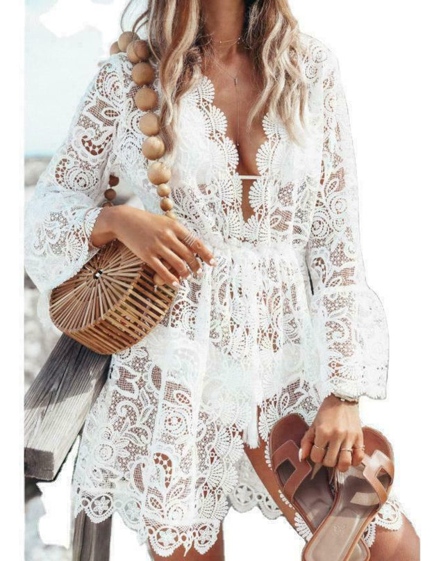 Boho Lace Beach Cover Up Maxi Bikini Sundress
