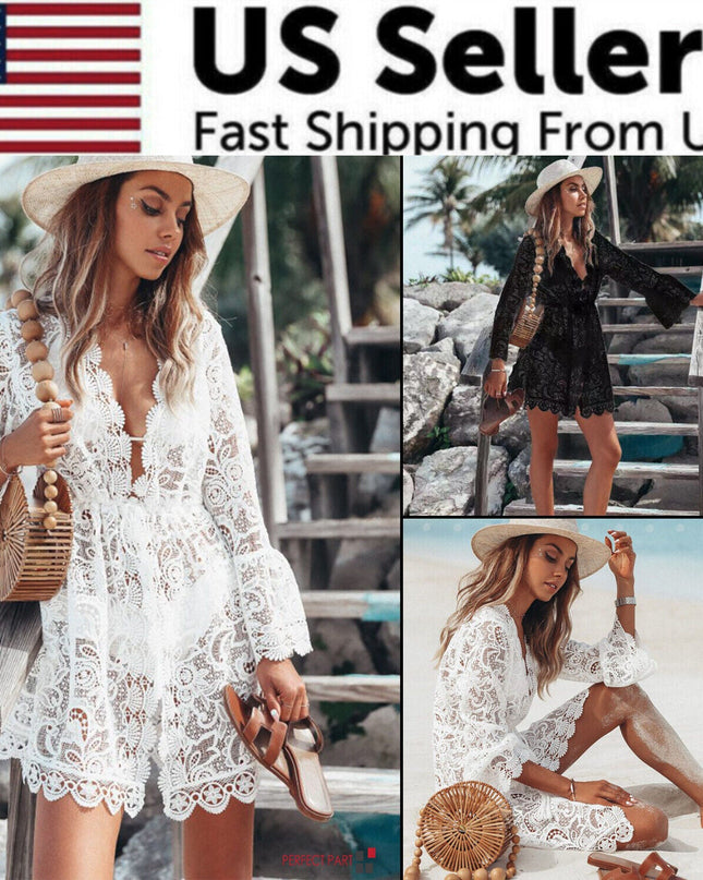Boho Lace Beach Cover Up Maxi Bikini Sundress