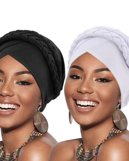 2-Pack Pre-Tied African Turban Caps for Women
