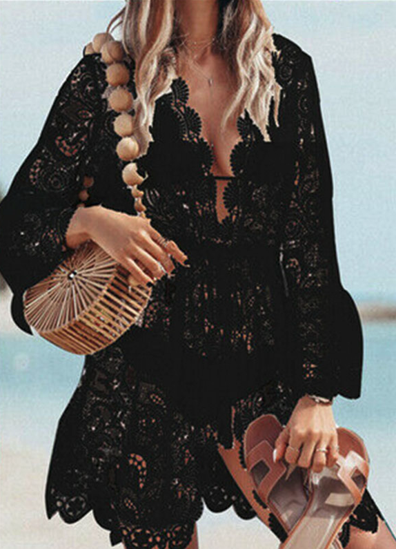 Boho Lace Beach Cover Up Maxi Bikini Sundress