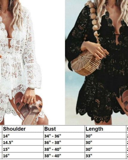 Boho Lace Beach Cover Up Maxi Bikini Sundress