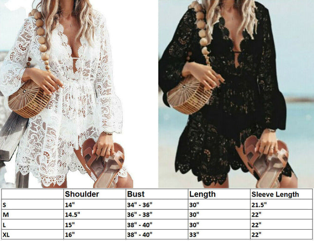 Boho Lace Beach Cover Up Maxi Bikini Sundress