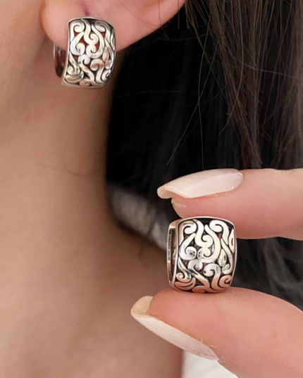 Vintage Peace Hollow Earrings