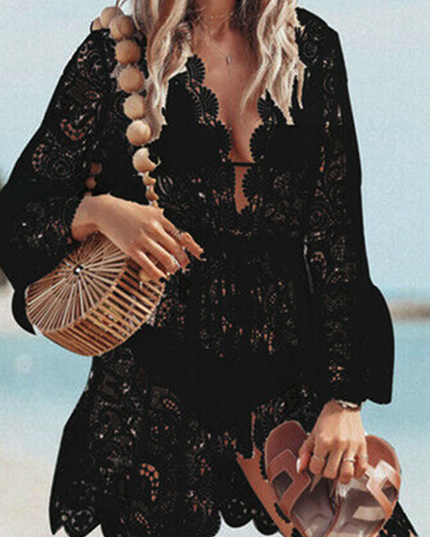 Boho Lace Beach Cover Up Maxi Bikini Sundress