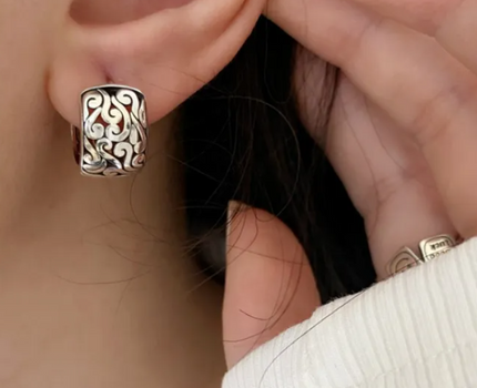 Vintage Peace Hollow Earrings