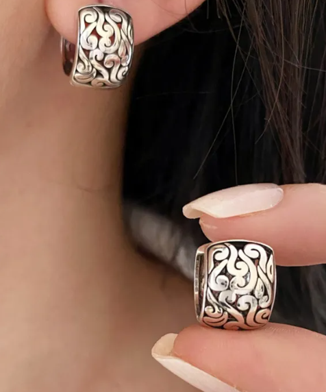 Vintage Peace Hollow Earrings